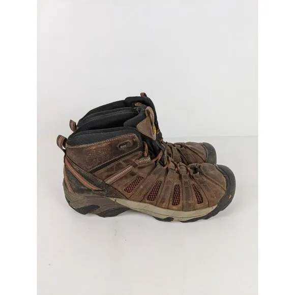 Keen ASTM F2413-11 Mens Size 14 Waterproof Leather Hiking Steel Toed Boots Brown
