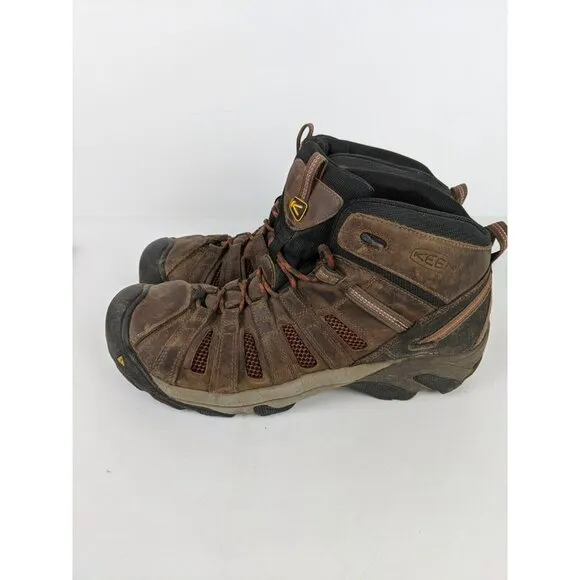 Keen ASTM F2413-11 Mens Size 14 Waterproof Leather Hiking Steel Toed Boots Brown