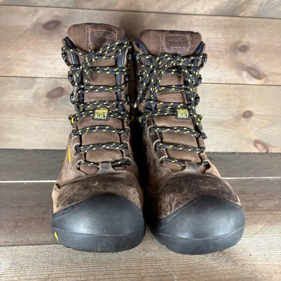 keen dover mens size 9 wide EE shoes brown steel waterproof toe 8&quot; work boots