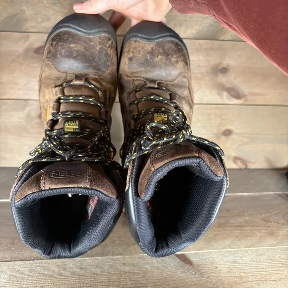 keen dover mens size 9 wide EE shoes brown steel waterproof toe 8&quot; work boots