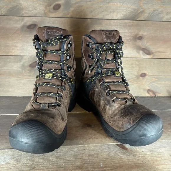 keen dover mens size 9 wide EE shoes brown steel waterproof toe 8&quot; work boots