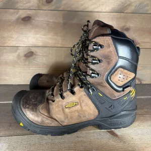 keen dover mens size 9 wide EE shoes brown steel waterproof toe 8&quot; work boots