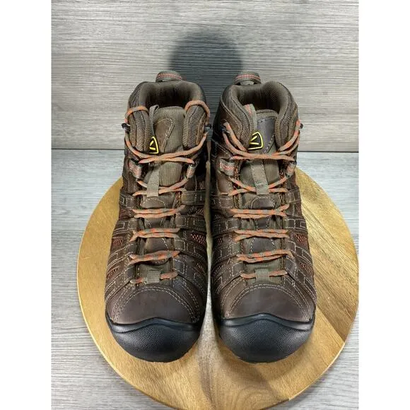 KEEN Flint Mid Steel Toe Utility Boots Shiitake/Rust Men’s 10D