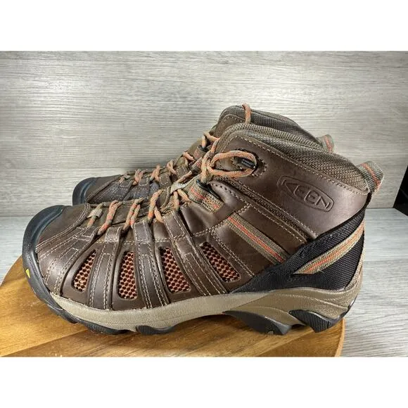 KEEN Flint Mid Steel Toe Utility Boots Shiitake/Rust Men’s 10D