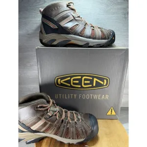 KEEN Flint Mid Steel Toe Utility Boots Shiitake/Rust Men’s 10D