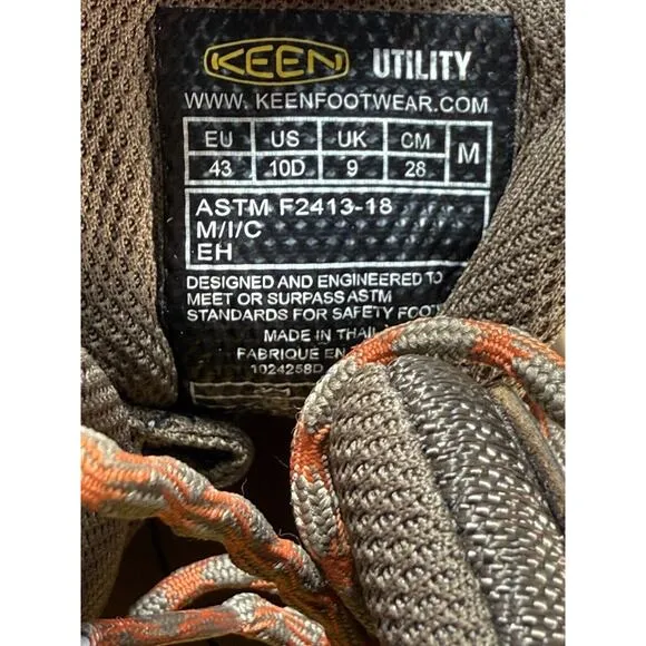 KEEN Flint Mid Steel Toe Utility Boots Shiitake/Rust Men’s 10D