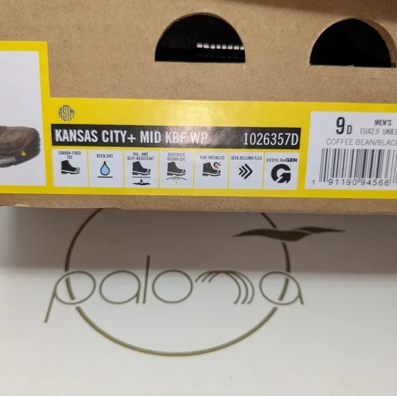 KEEN  Kansas City Mid Men's Carbon Fiber Toe Electrical Hazard MSRP $175 Size 9D