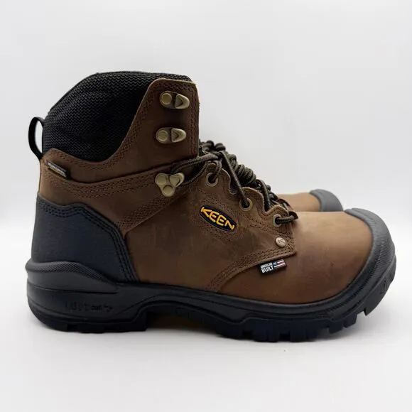 KEEN Mens Independence 6&quot; Work Boots US 9D Dark Brown Black WP Carbon-Fiber NIB
