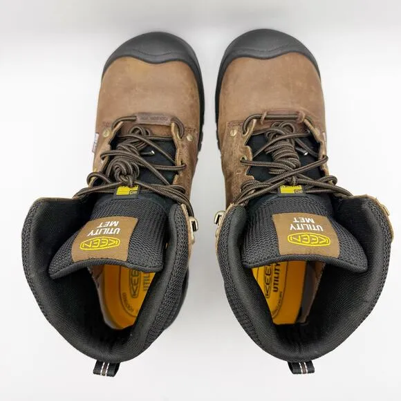 KEEN Mens Independence 6&quot; Work Boots US 9D Dark Brown Black WP Carbon-Fiber NIB