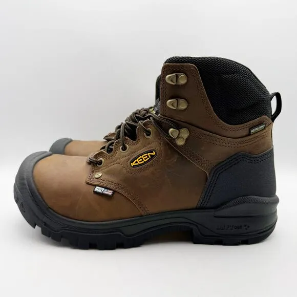 KEEN Mens Independence 6&quot; Work Boots US 9D Dark Brown Black WP Carbon-Fiber NIB
