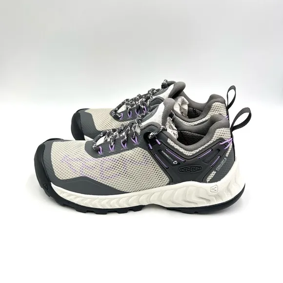 Keen Womens NXIS EVO Waterproof Gray Purple Hiking Shoes Size 6 NEW