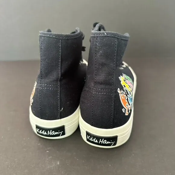 Keith Haring x H&amp;M Canvas High Tops Navy Blue Sneakers Size 7.5 (EU40)