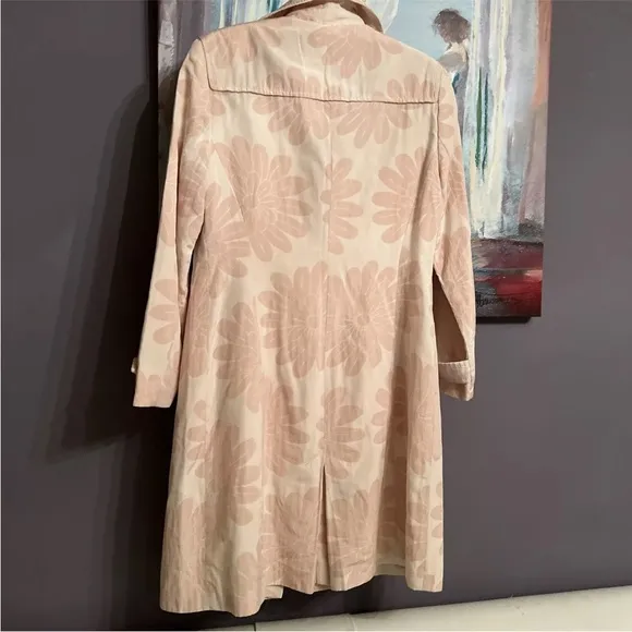 Kello Scandinavia GB 14 US 6-8 Coat Long Jacket Blazer Pink Beige Floral Lining