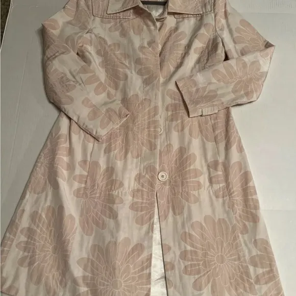 Kello Scandinavia GB 14 US 6-8 Coat Long Jacket Blazer Pink Beige Floral Lining
