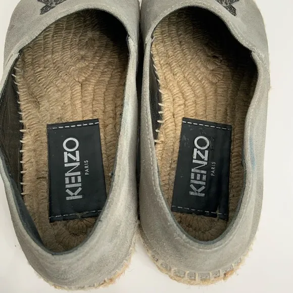 KENZO Paris Kids Girls Sz 4 EU 35 Gray Suede Tiger Espadrilles Flats