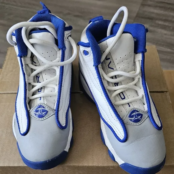 Kids Blue and White Basketball Shoes