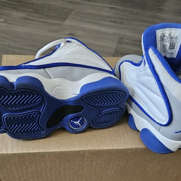 Kids Blue and White Basketball Shoes