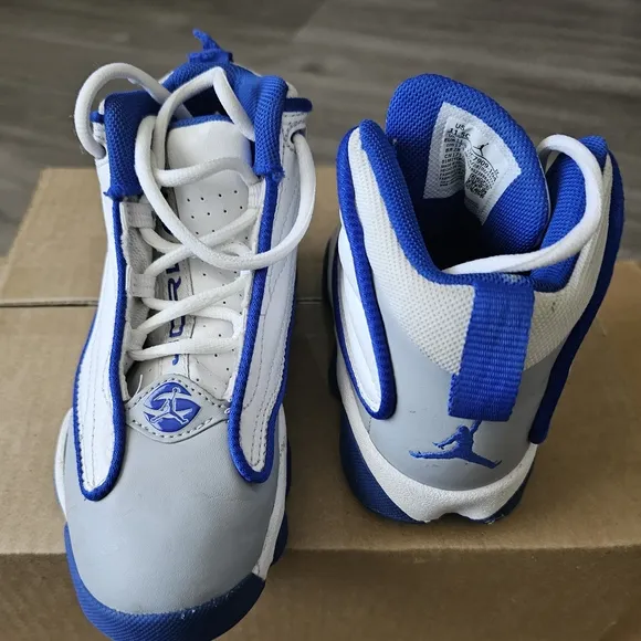 Kids Blue and White Basketball Shoes