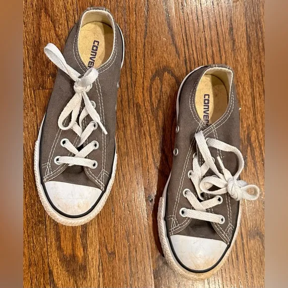Kids Youth Converse All Star Low Gray Canvas Sneakers