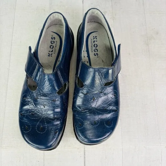 Klogs Footwear BRISBANE Blue Leather Arch Support Mary Jane Comfort Shoes Sz 6 M