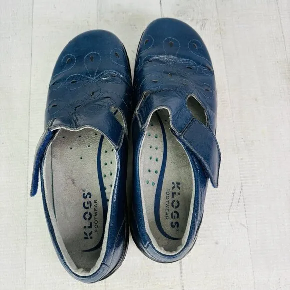 Klogs Footwear BRISBANE Blue Leather Arch Support Mary Jane Comfort Shoes Sz 6 M