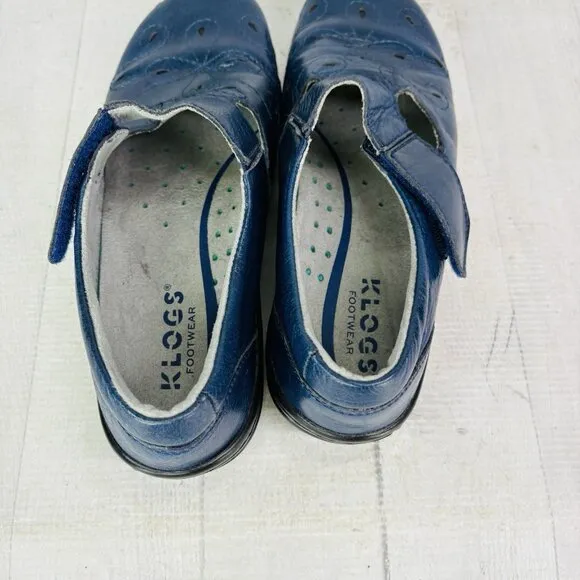Klogs Footwear BRISBANE Blue Leather Arch Support Mary Jane Comfort Shoes Sz 6 M
