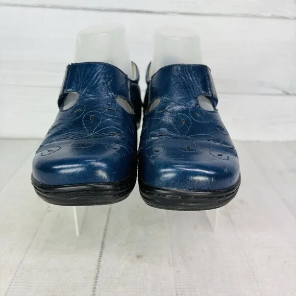 Klogs Footwear BRISBANE Blue Leather Arch Support Mary Jane Comfort Shoes Sz 6 M