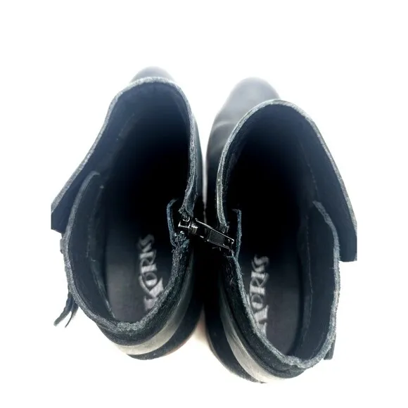 Korks Ease Sonya Womens Size 7 M Shoes Black Leather Casual Zip Ankle Bootie