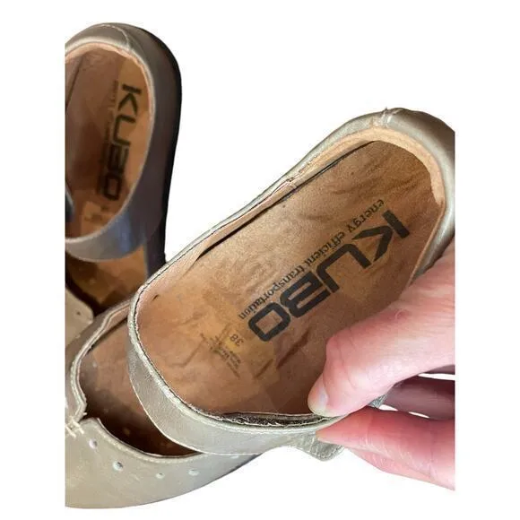 KUBO Energy Efficient Transportation Grey Leather Mary‎ Jane Style Shoes 38 or 8