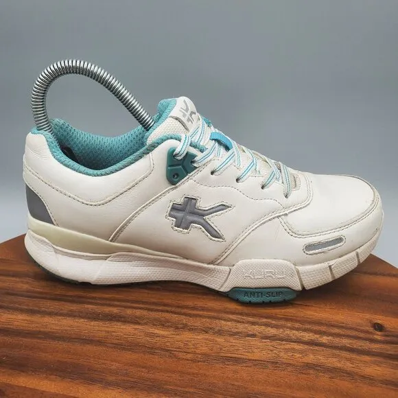 Kuru Kinetic Shoes Women's 6.5 M White Leather Slip Resistant Walking Sneakers