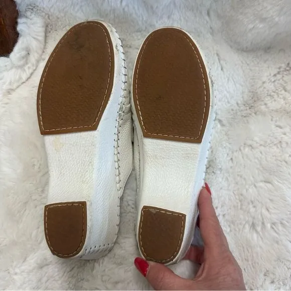 LA PLUME white leather buckle detail wedge comfort made in Italy mule shoes  9