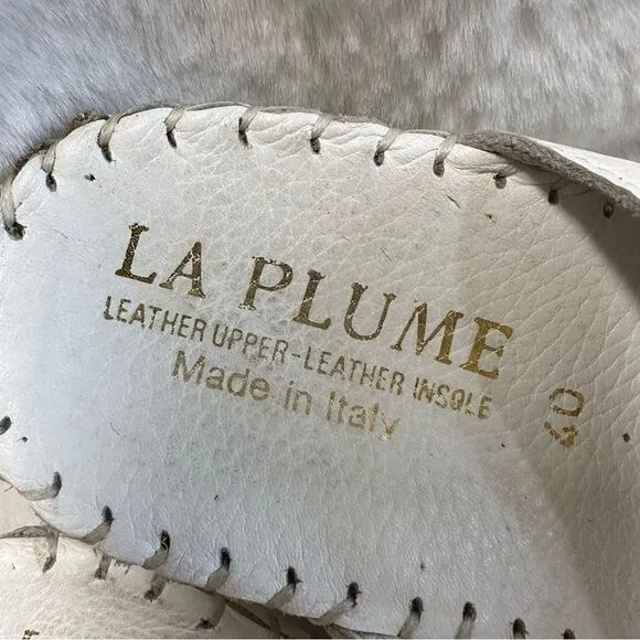 LA PLUME white leather buckle detail wedge comfort made in Italy mule shoes  9