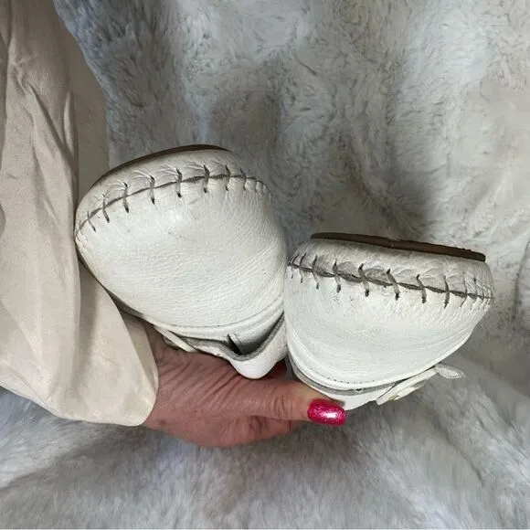 LA PLUME white leather buckle detail wedge comfort made in Italy mule shoes  9