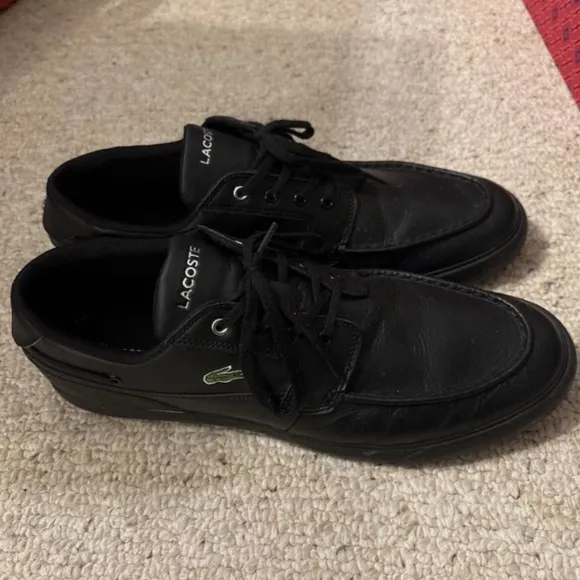 Lacoste Leather Bayliss Mens Black shoes sz 13 Croc logo Sneaker Excell. Cond.