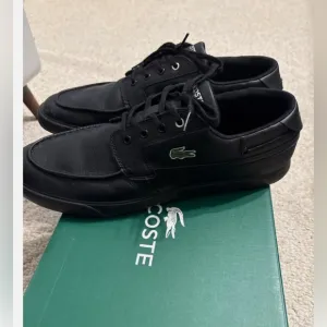 Lacoste Leather Bayliss Mens Black shoes sz 13 Croc logo Sneaker Excell. Cond.