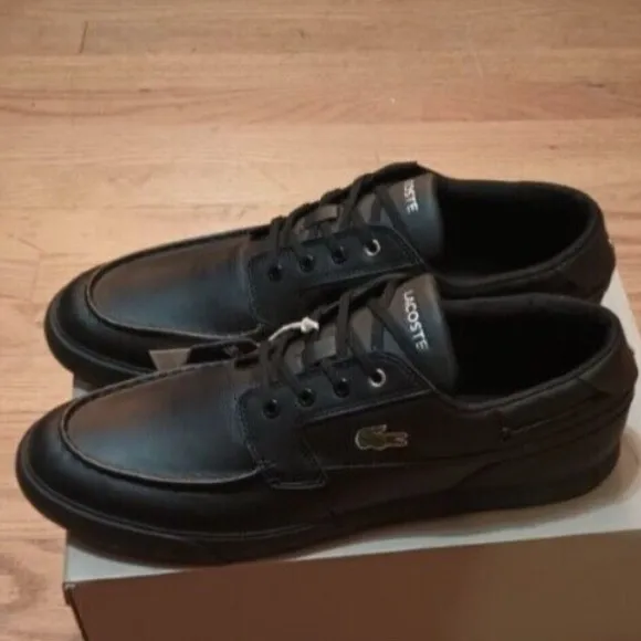 Lacoste Leather Bayliss Mens Black shoes sz 13 Croc logo Sneaker Excell. Cond.