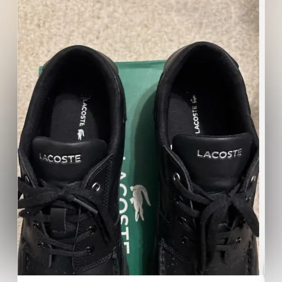 Lacoste Leather Bayliss Mens Black shoes sz 13 Croc logo Sneaker Excell. Cond.