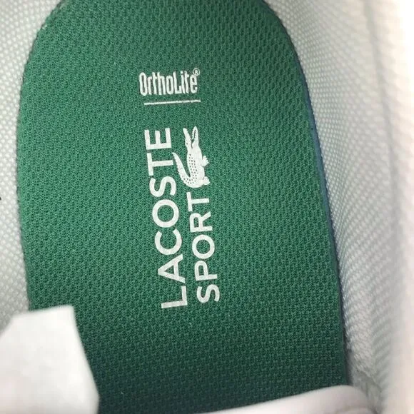 Lacoste Sport Ortholite White Leather Blue Banded Classic Alligator Sneakers