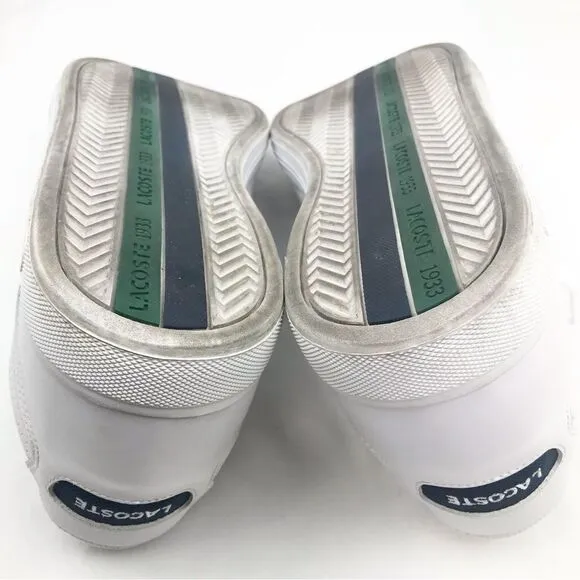 Lacoste Sport Ortholite White Leather Blue Banded Classic Alligator Sneakers