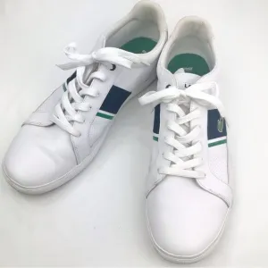 Lacoste Sport Ortholite White Leather Blue Banded Classic Alligator Sneakers