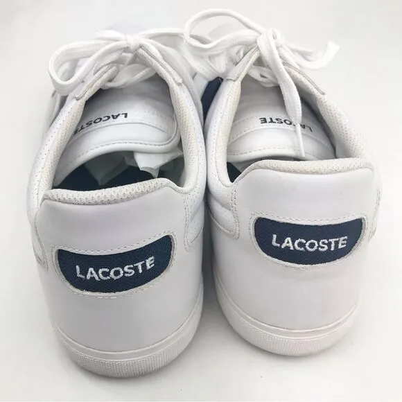 Lacoste Sport Ortholite White Leather Blue Banded Classic Alligator Sneakers