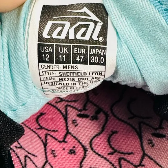 LAKAI X LEON KARSSEN SHEFFIELD LEON PINK FLAME CAT SNEAKERS SIZE 12
