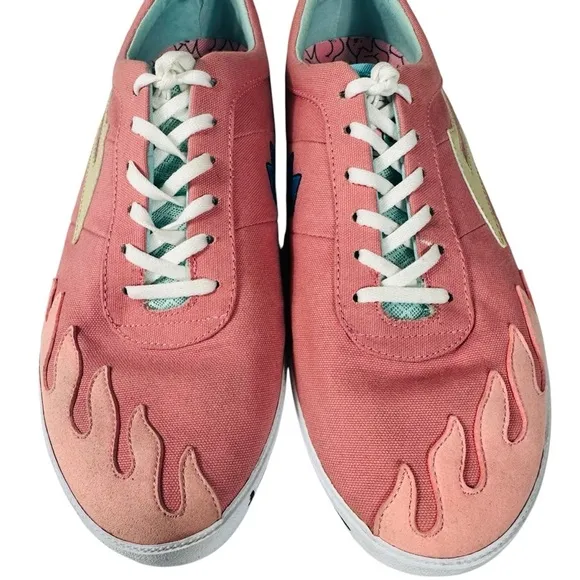 LAKAI X LEON KARSSEN SHEFFIELD LEON PINK FLAME CAT SNEAKERS SIZE 12