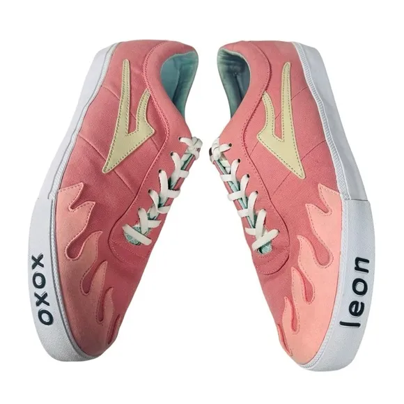 LAKAI X LEON KARSSEN SHEFFIELD LEON PINK FLAME CAT SNEAKERS SIZE 12