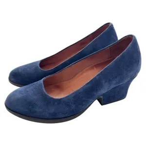 L'Amour Des Pieds Jolanda Leather Heeled Pumps Size 8.5 Navy Blue Suede Shoes