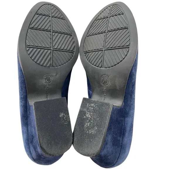 L'Amour Des Pieds Jolanda Leather Heeled Pumps Size 8.5 Navy Blue Suede Shoes