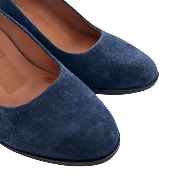 L'Amour Des Pieds Jolanda Leather Heeled Pumps Size 8.5 Navy Blue Suede Shoes