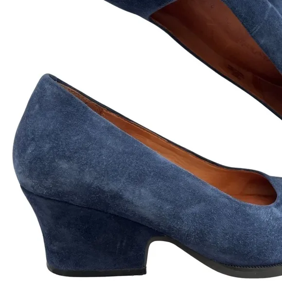 L'Amour Des Pieds Jolanda Leather Heeled Pumps Size 8.5 Navy Blue Suede Shoes
