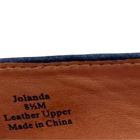 L'Amour Des Pieds Jolanda Leather Heeled Pumps Size 8.5 Navy Blue Suede Shoes
