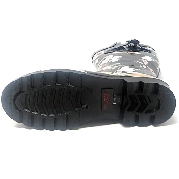 LAST PAIR! Cute Rubber Mid Calf Rain Boots, RB-3170 Butterfly